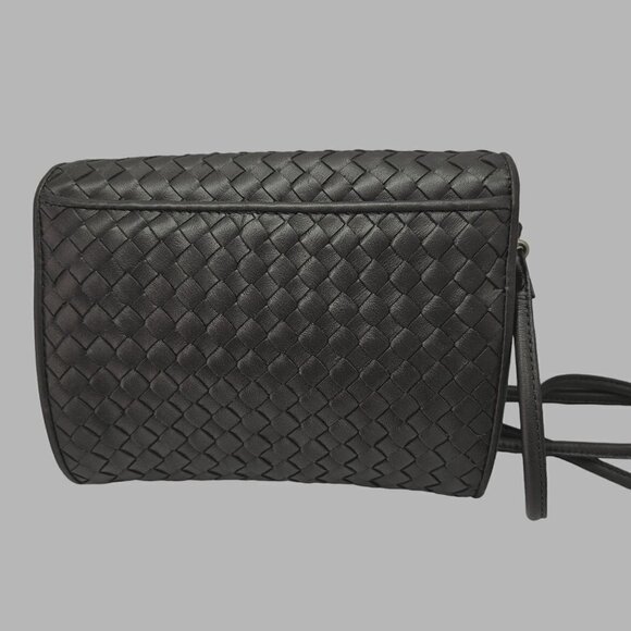 80s Aspects NY Tassel Woven Leather Crossbody/Clutch Bag Slim Strap Gray Silver - Picture 9 of 12